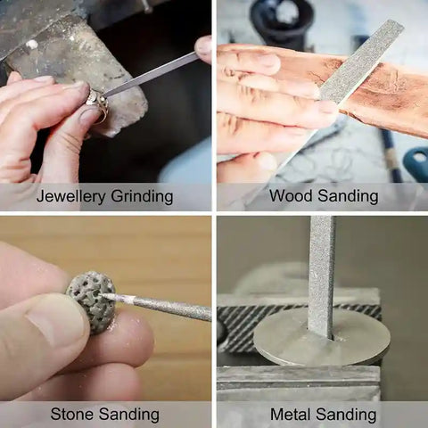 10-Piece Diamond Needle File Set with Fine File Handles, HH-NF01