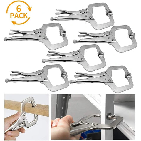 6-Pack Heavy Duty C-Type Clamp Tool with Swivel Spacer, HH-CF09