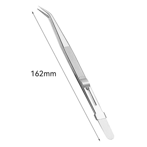 Set of 2 Precision Stainless Steel Straight and Angled Tweezers, HH-TW15