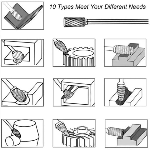 1/4'' Tungsten Carbide Burr Kit for Precision Woodworking and Metal Carving,HH-AA55
