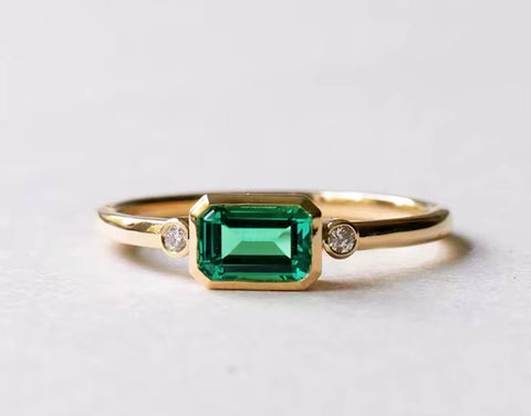 Bezel-set emerald